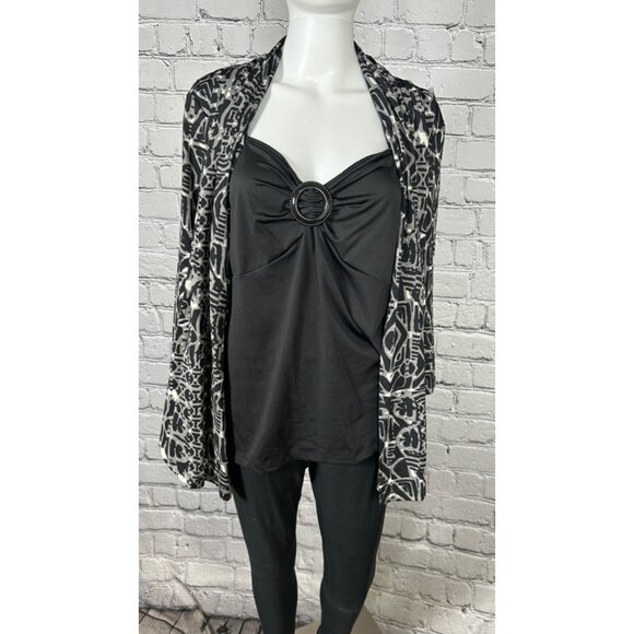 Notations Womens L Stretch Pullover Blouse Top Layered Look Knit Shirt - Picture 7 of 9